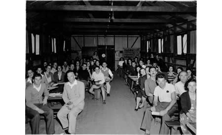English class for adult migrants in a standard Army hut at Northam, 1950. Online Image  005073D. Courtesy the State Library of Western Australia