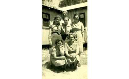 Staff of Australian Army Service Corps, including a cook. These staff served the officers in the mess, Northam Camp, c. 1942. Courtesy Elsie Solly