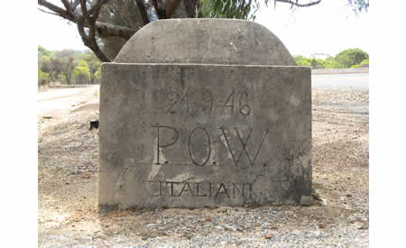 Masonry block with Italian POW inscription dated 24091946. Courtesy NACHA, 2010.